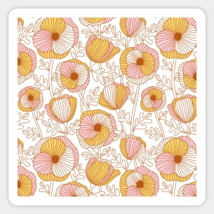 Beautiful abstract poppy field, bohemian garden pattern Sticker